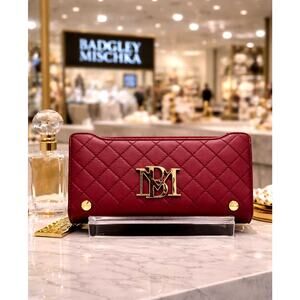 Badgley Mischka Quilted Long Wallet - Plum